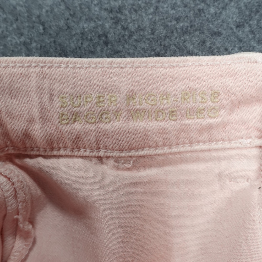 American‎ Eagle Super High-Rise Baggy Wide Leg Pink Jeans 4 Stretch Regular - Picture 4 of 11